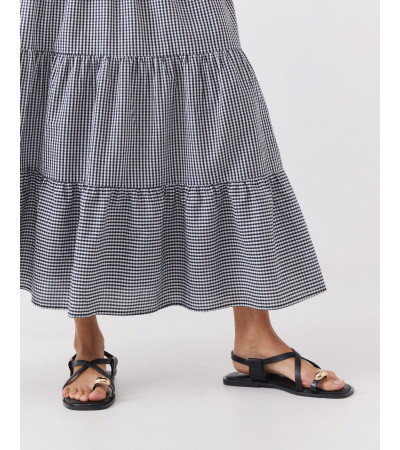 FALDA LARGA DE CUADROS CON PANELES Y VOLANTES | MULAYA