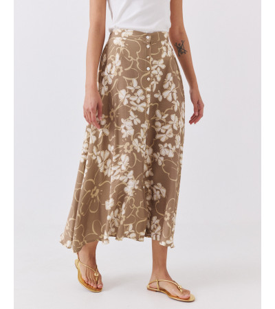 Falda Midi Estampada con Botones Frontales | MULAYA