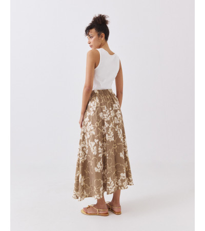 Falda Midi Estampada con Botones Frontales | MULAYA