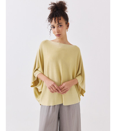 JERSEY BRILLANTE CON MANGA MURCIÉLAGO Y CUELLO BARCO | MULAYA