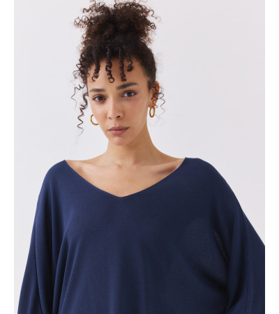 JERSEY DE PUNTO CON MANGA MURCIÉLAGO Y CUELLO EN V | MULAYA