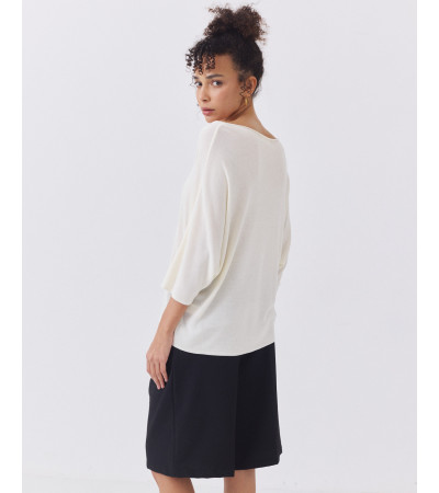 JERSEY DE PUNTO CON MANGA MURCIÉLAGO Y CUELLO EN V | MULAYA