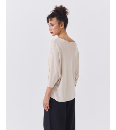 JERSEY DE PUNTO CON MANGA MURCIÉLAGO Y CUELLO EN V | MULAYA