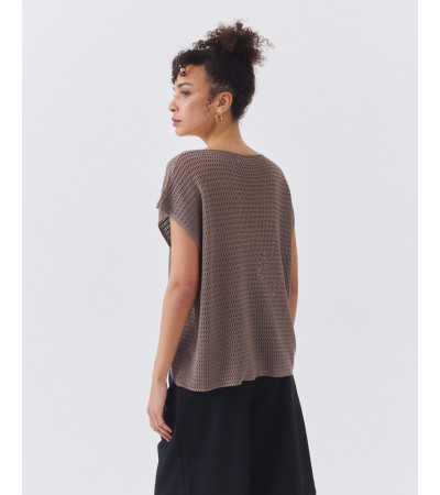 CHALECO DE PUNTO CALADO CON CUELLO EN V | MULAYA