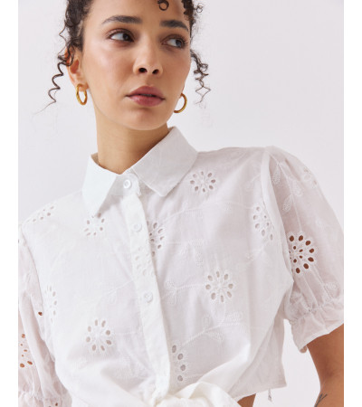 CAMISA CROP HOJALILLO MANGA GLOBO | MULAYA