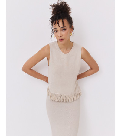 TOP DE PUNTO CON CUELLO REDONDO Y FLECOS | MULAYA