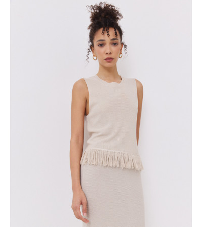 TOP DE PUNTO CON CUELLO REDONDO Y FLECOS | MULAYA