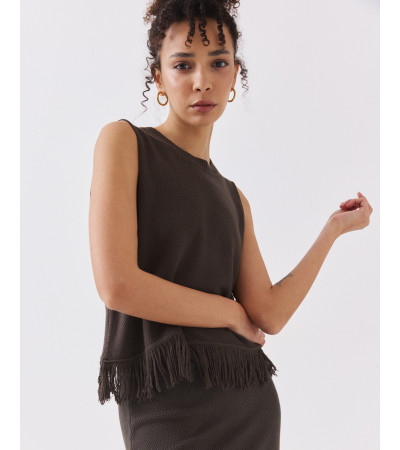 TOP DE PUNTO CON CUELLO REDONDO Y FLECOS | MULAYA