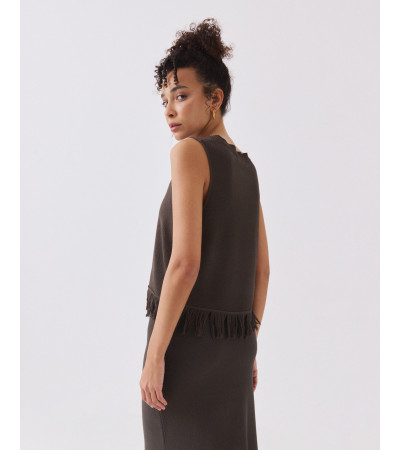 TOP DE PUNTO CON CUELLO REDONDO Y FLECOS | MULAYA