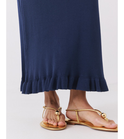 FALDA LARGA DE PUNTO CON CINTURA ELÁSTICA Y VOLANTE | MULAYA