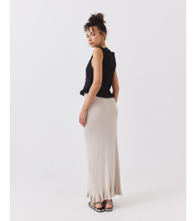 FALDA LARGA DE PUNTO CON CINTURA ELÁSTICA Y VOLANTE | MULAYA