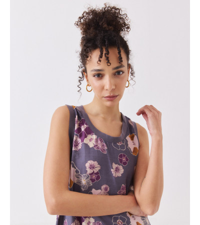 VESTIDO MIDI ESTAMPADO CON CUELLO REDONDO | MULAYA