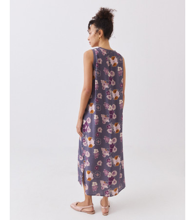 VESTIDO MIDI ESTAMPADO CON CUELLO REDONDO | MULAYA