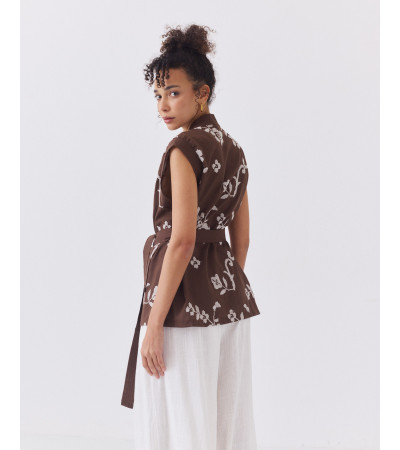 CHALECO LARGO PUNTO CRUZ CINTURÓN | MULAYA