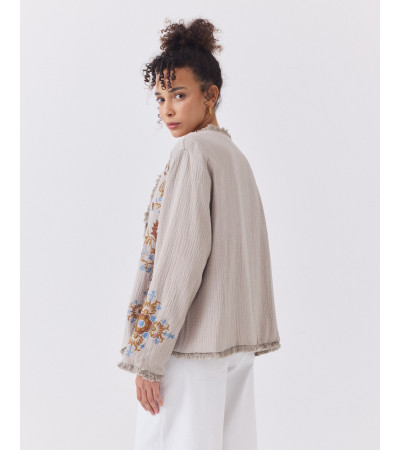 Kimono Bordado con Detalles de Flecos | MULAYA