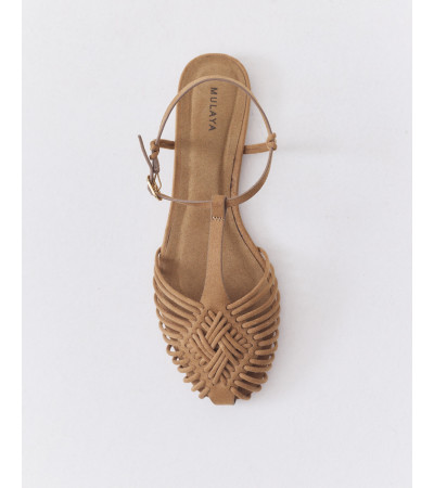 SANDALIA CANGREJERA ANTE TIRAS ENTRELAZADAS | MULAYA