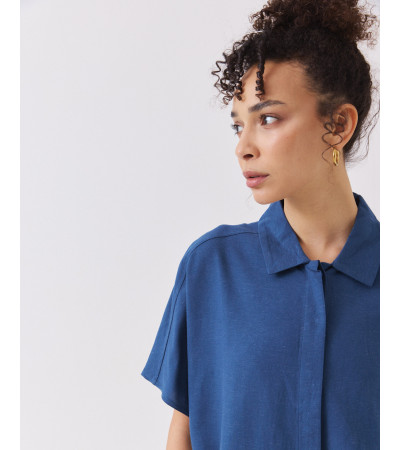 CAMISA HOLGADA DE LINO CON MANGA MURCIÉLAGO | MULAYA