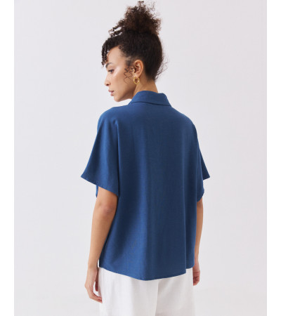 CAMISA HOLGADA DE LINO CON MANGA MURCIÉLAGO | MULAYA