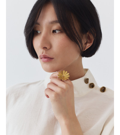 Anillo Ajustable de Acero con Diseño de Flor | MULAYA