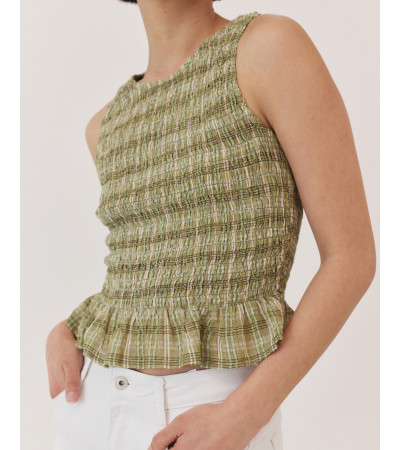 TOP NIDO DE ABEJA CON BAJO DE VOLANTE | MULAYA