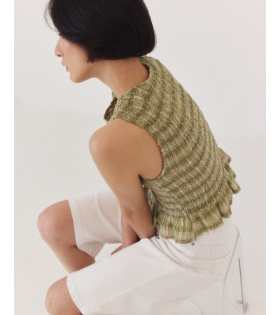 TOP NIDO DE ABEJA CON BAJO DE VOLANTE | MULAYA