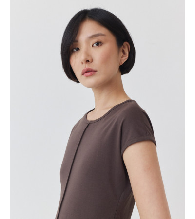 VESTIDO LARGO DOBLE TEJIDO CON CORTE EN V | MULAYA