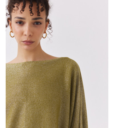 JERSEY BRILLANTE CON MANGA MURCIÉLAGO Y CUELLO BARCO | MULAYA