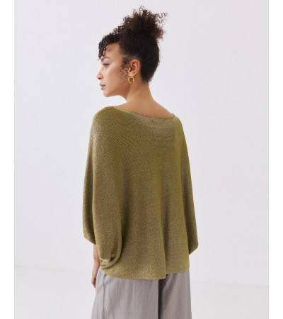 JERSEY BRILLANTE CON MANGA MURCIÉLAGO Y CUELLO BARCO | MULAYA