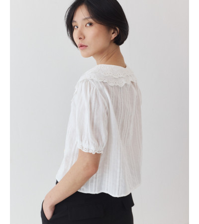 CAMISA DE ALGODÓN CON CUELLO DE ENCAJE | MULAYA