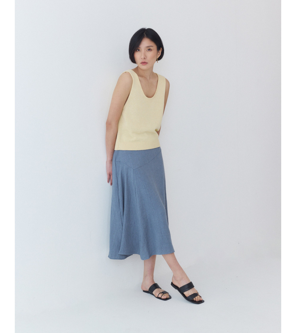 FALDA MIDI EVASÉ CON COSTURA ESTRUCTURAL | MULAYA