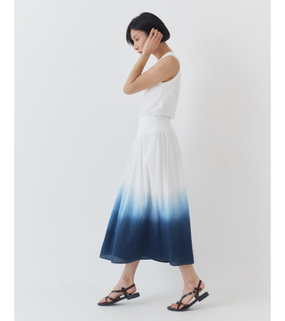 FALDA MIDI DE ALGODÓN CON EFECTO DEGRADADÉ | MULAYA