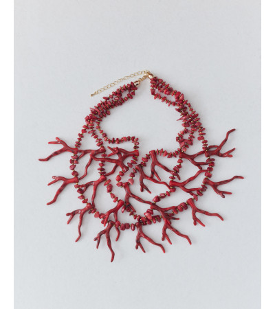 Collar de Tres Cadenas con Piedras Efecto Coral | MULAYA