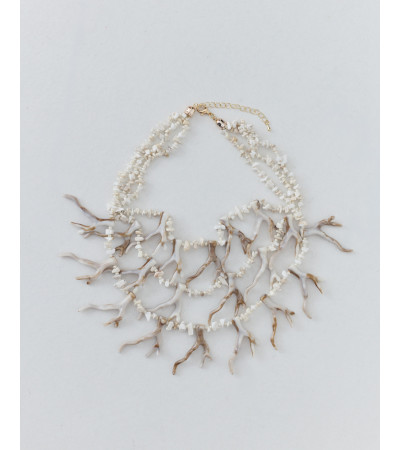 Collar de Tres Cadenas con Piedras Efecto Coral | MULAYA