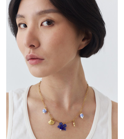 COLLAR DE ACERO CON CHARMS MARINOS Y CRISTAL | MULAYA