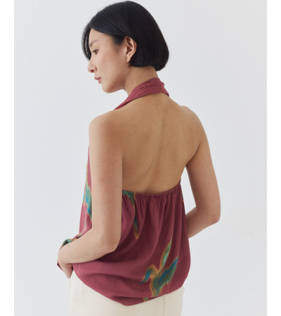 TOP HALTER ESTAMPADO CON ESCOTE EN V | MULAYA