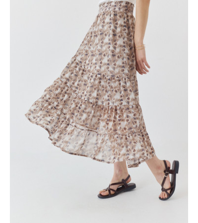 FALDA MIDI ASIMÉTRICA ESTAMPADA CON VOLANTES | MULAYA