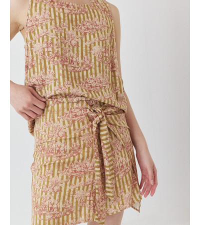 FALDA MINI CON LAZADA LATERAL Y ESTAMPADO | MULAYA