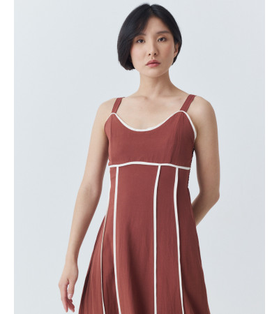 VESTIDO LARGO CON NERVIOS A CONTRASTE | MULAYA