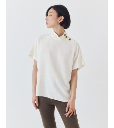 BLUSA CUELLO HALTER CON BOTONES LATERALES | MULAYA