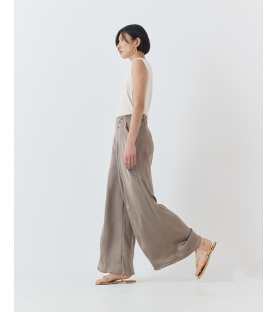 PANTALÓN WIDE LEG SATINADO CON BOTONES Y PINZAS | MULAYA