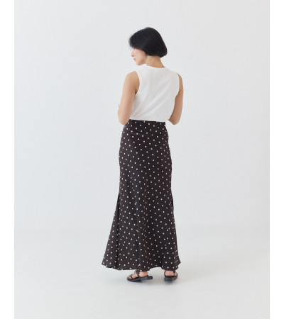 FALDA LARGA SATINADA DE PUNTOS CON VOLANTE | MULAYA