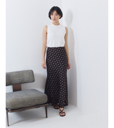 FALDA LARGA SATINADA DE PUNTOS CON VOLANTE | MULAYA