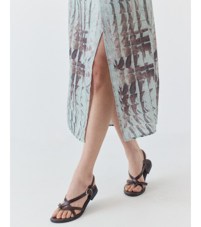 FALDA LARGA ESTAMPADA CON ABERTURA LATERAL | MULAYA