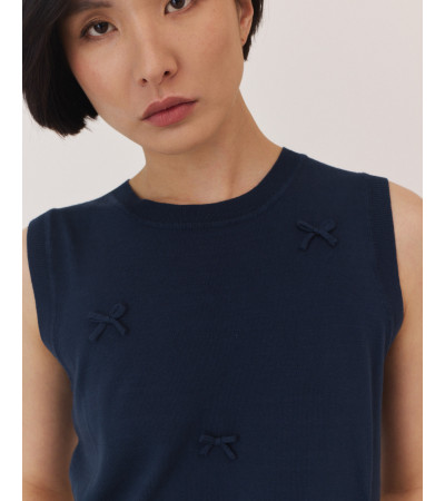 CHALECO DE PUNTO CON LAZOS FRONTALES DECORATIVOS | MULAYA