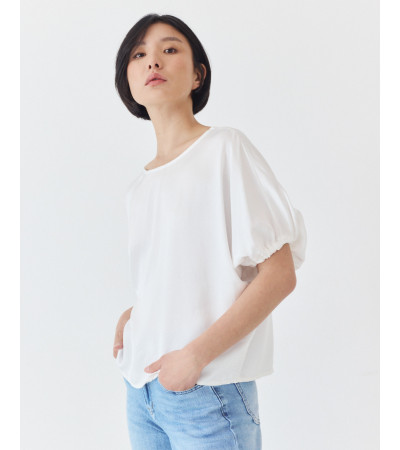BLUSA DE MANGA CORTA CON LAZADA AJUSTABLE | MULAYA