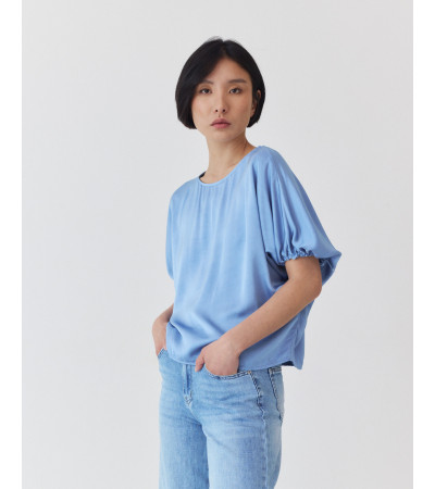 BLUSA DE MANGA CORTA CON LAZADA AJUSTABLE | MULAYA