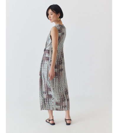 VESTIDO MIDI ESTAMPADO CON DETALLE FRUNCIDO | MULAYA