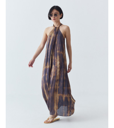 VESTIDO LARGO HALTER ESTAMPADO CON ABERTURA | MULAYA