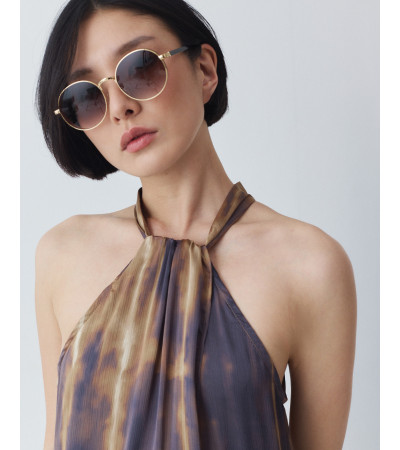 VESTIDO LARGO HALTER ESTAMPADO CON ABERTURA | MULAYA