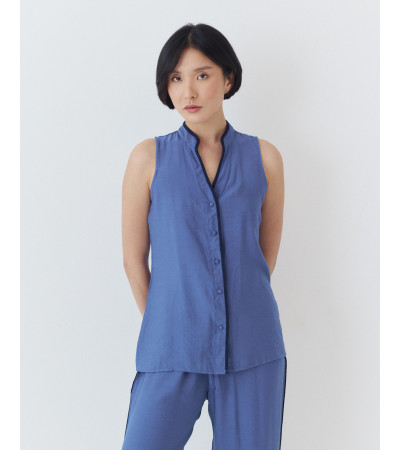 BLUSA CUELLO MAO CON VIVOS A CONTRASTE | MULAYA